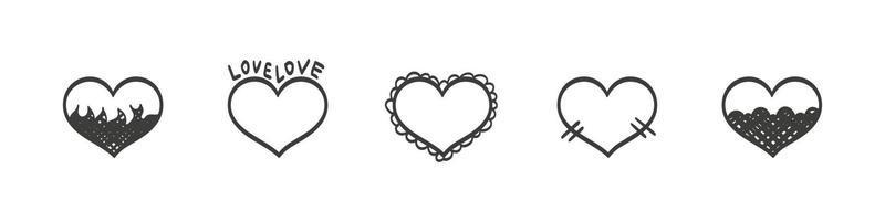 Hearts sign. Hearts icon hand drawn style. Heart icon collection. Vector illustration