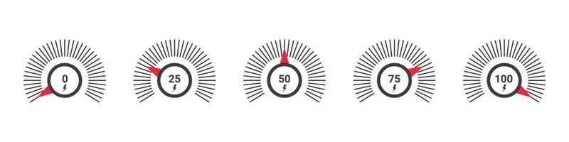 Meter gauge element. Scale low, medium or high gauge or meter indicator. Vector illustration