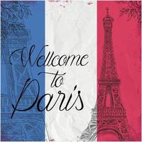 wellcome to paris with the flag of france design. France flag vector graphic. Rectangle French flag illustration.