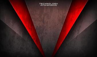 3D gray rough grunge techno abstract background overlap layer on dark space with hot red decoration. Modern graphic design element cutout style concept for banner, flyer, card, or brochure cover vector