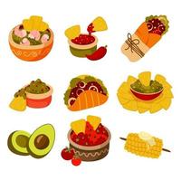 Mexican food set. cartoon illustration vector