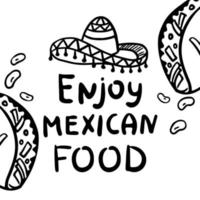 ilustración vectorial dibujada a mano comida mexicana. vector