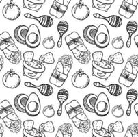 Mexican food coloring page pattern vector