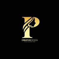 elegante letra p belleza moda logo vector