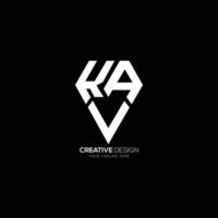 logotipo de forma de diamante kav de marca de letra vector