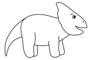 Vector cute dinosaur line icon isolated on white background. Funny black and white dino character. Cute prehistoric reptile outline illustration. Protoceratops coloring page