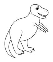 icono de línea de dinosaurio lindo vector aislado sobre fondo blanco. divertido personaje dino blanco y negro. linda ilustración de contorno de reptil prehistórico. tiranosaurio rex para colorear