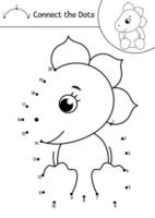 Vector dot-to-dot and color activity with cute baby dinosaur in egg. Prehistoric connect the dots game for children. Funny math coloring page for kids with little dino