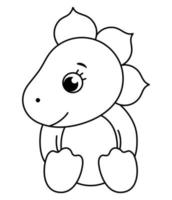 Vector cute baby dinosaur line icon isolated on white background. Funny black and white dino child character. Cute little prehistoric reptile outline illustration. Stegosaurus coloring page