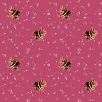 Seamless winter with pinecone and snow christmas pattern vector