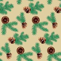 Seamless winter with pinecone and branches christmas pattern vector