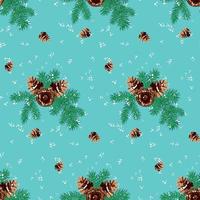 Seamless winter with pinecone, pine branches and snow christmas pattern vector