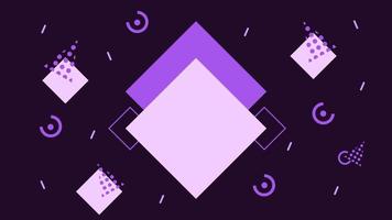 purple memphis vector with geometric shapes on dark background suitable for banner, layout, wallpaper, desktop, flyer.