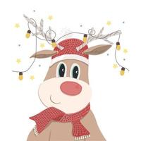 Christmas deer with light bulbs. vector