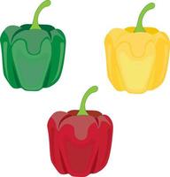 sweet pepper, red, green, yellow paprika, isolated on white background, clipping path, full depth of field vector