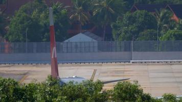 PHUKET, THAILAND NOVEMBER 29, 2019 Rear view of NordWind Airbus A330 VP BUB taxiing after landing on the Phuket airport. Mai Khao beach video