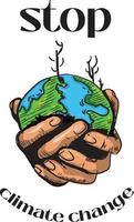 stop climate change hand holding earth vector