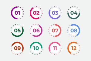 Bullet Points Numbers from One to Twelve vector