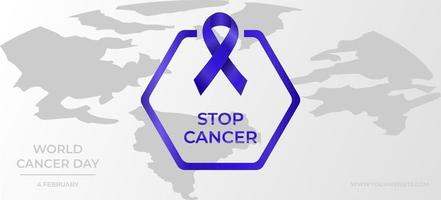 detener el diseño del cáncer 4 de febrero ilustración del día mundial contra el cáncer detener la campaña contra el cáncer en el fondo mundial de color degradado. vector