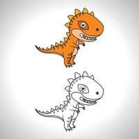 Cute dinosaur cartoon with line art, dinosaur for coloring book with color less drawing icon. vector