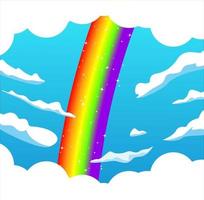 Arco iris colorido con nubes, fondos ilustración vectorial vector