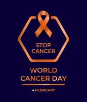 detener el cáncer diseño del día 4 de febrero ilustración del día mundial contra el cáncer detener la campaña contra el cáncer sobre fondo de color azul oscuro. vector