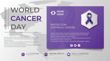 World cancer day 4th february day modern style banner design, stop cancer, awareness campaign on gradient blue color background. vector