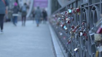 Love Locks in Iron Footbridge Eiserner Steg in Frankfurt Germany video