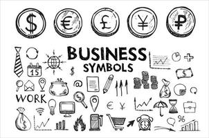 Hand drawn business symbols. Management concept with Doodle design style. vector