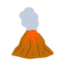 Volcanic eruption. Red hot lava and geological activity. Natural disaster. Destruction of the mountain. vector