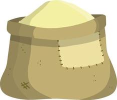 bolsa de arpillera de lona. ilustración plana de dibujos animados. elemento rústico para molino. envases para el almacenamiento de cereales y harinas. pila de trigo vector
