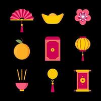 conjunto de iconos de año nuevo chino vector