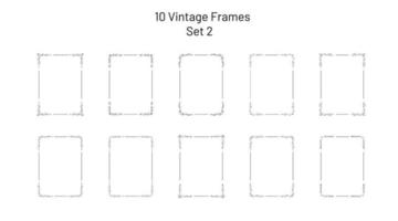 Collection of 10 retro ornate frames, corner flourishes, collection of exclusive rectangle vignettes, empty art deco oriental style templates, hand drawn design elements, for pages, blanks, greetings vector