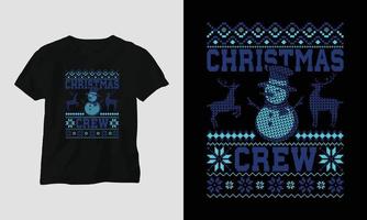 equipo de navidad - feo diseño de camiseta de estilo retro de navidad vector