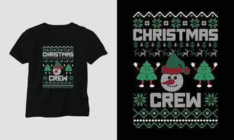 Christmas crew - Ugly Christmas Retro style T-shirt Design vector