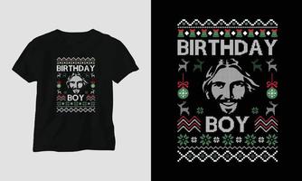 Birthday boy - Ugly Christmas Retro style T-shirt Design vector