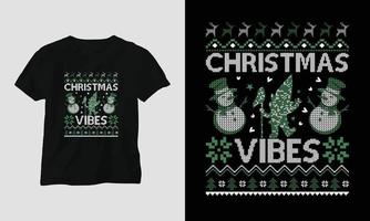 vibraciones navideñas - feo diseño de camiseta de estilo retro navideño vector