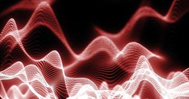 Abstract background of red futuristic glowing waves from particles of points and lines of energy and magic on a black background photo