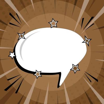 Speech bubble image on brown background. Comic style.