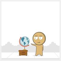 Man looking at the globe vector