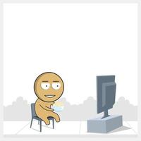A man sits on a chair and watches TV vector
