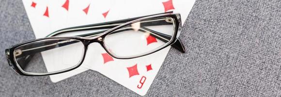 glasses playing cards photo