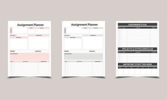 Assignment Planner. Lesson Planner Template Design. Assignment Planner Template vector