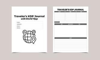 Traveler's KDP Journal with word map KDP Interior design. Printable logbook vector