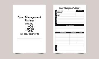 Event Management log book KDP Interior design. Printable logbook vector