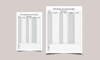 Checking Account Ledger for Low content KDP interior vector