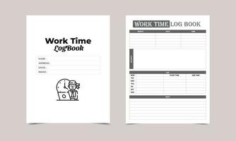 Printable Work time Logbook. Time Log Tracker. Work Time Management Tracker vector