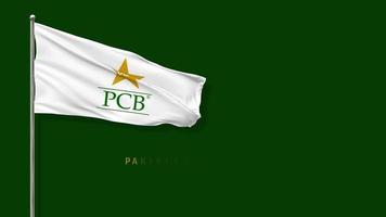 PCB, Pakistan Cricket Board Flag Waving in The Wind 3D Rendering, Chroma Key Green Screen, Luma Matte Selection video