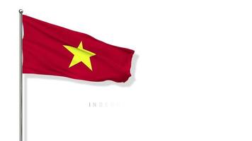 drapeau vietnamien agitant dans le vent rendu 3d, joyeuse fête de l'indépendance, fête nationale, écran vert chroma key, sélection luma matte du drapeau video