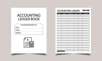 Accounting ledger logbook planner template design vector